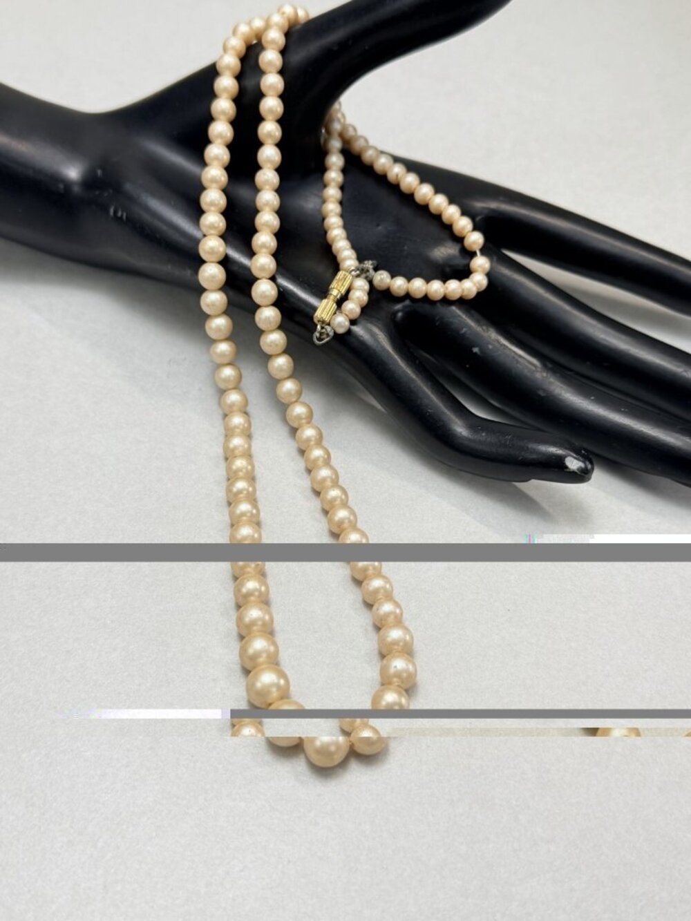 Marvella Graduated Pearl Necklace 23” Champagne Vintage Classic Elegant Strand